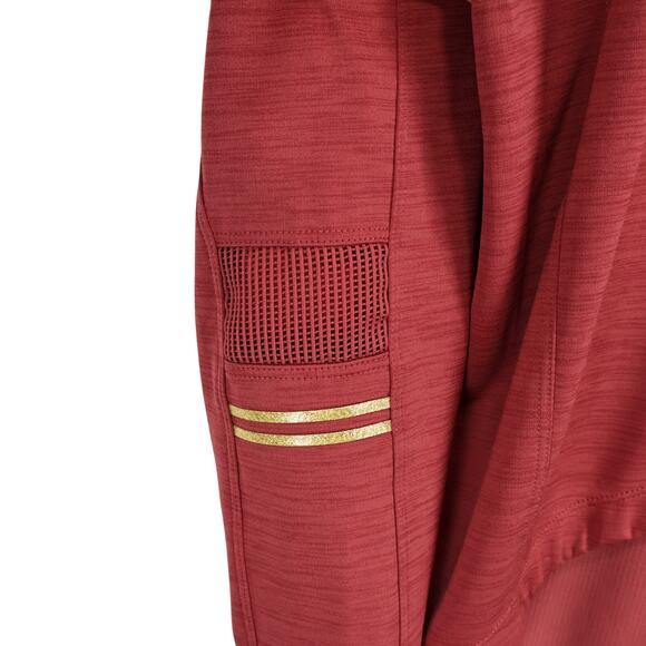 Nike Glam Metallic Hooded Funnel Neck Pullover Long Sleeve Red Gold Size Small - Picture 7 of 11